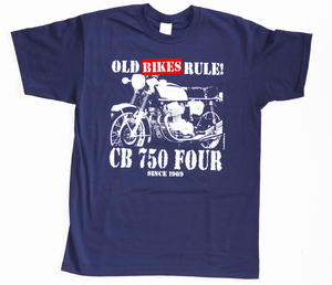 Azure blue T-shirt "OLD BIKES RULE! CB 750 FOUR SINCE 1969"